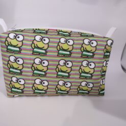 Handmade boxy zipper bag made with Keroppi fabric