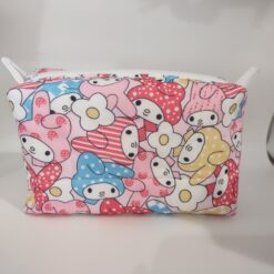 Handmade boxy zipper bag made with My Melody fabric