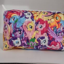 Handmade boxy zipper bag made with My Little Pony fabric