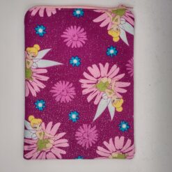 Handmade small zipper bag made with Tinkerbell fabric