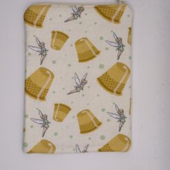 Handmade small zipper bag made with Tinkerbell fabric