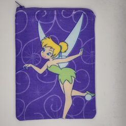 Handmade small zipper bag made with Tinkerbell fabric