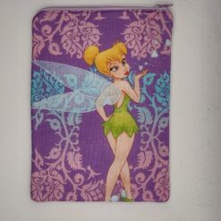 Handmade small zipper bag made with Tinkerbell fabric