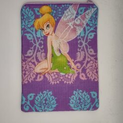 Handmade small zipper bag made with Tinkerbell fabric