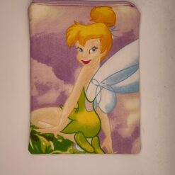 Handmade small zipper bag made with Tinkerbell fabric