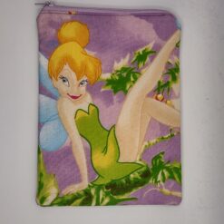 Handmade small zipper bag made with Tinkerbell fabric