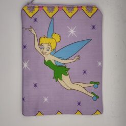 Handmade small zipper bag made with Tinkerbell fabric