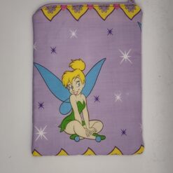 Handmade small zipper bag made with Tinkerbell fabric