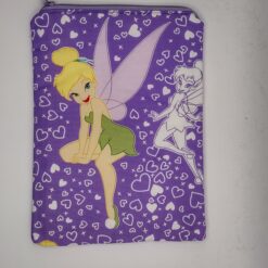 Handmade small zipper bag made with Tinkerbell fabric