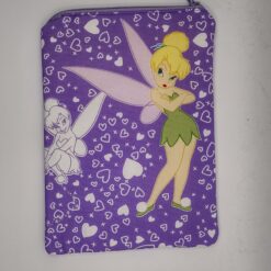 Handmade small zipper bag made with Tinkerbell fabric