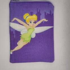 Handmade small zipper bag made with Tinkerbell fabric