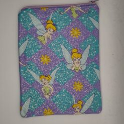 Handmade small zipper bag made with Tinkerbell fabric