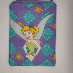 Handmade small zipper bag made with Tinkerbell fabric
