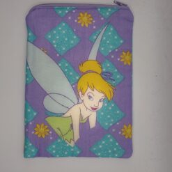 Handmade small zipper bag made with Tinkerbell fabric