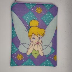 Handmade small zipper bag made with Tinkerbell fabric