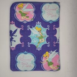 Handmade small zipper bag made with Tinkerbell fabric