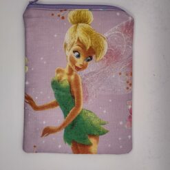Handmade small zipper bag made with Tinkerbell fabric