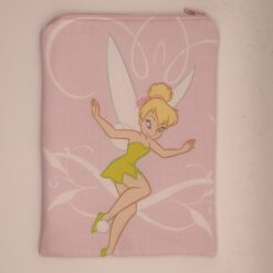 Handmade small zipper bag made with Tinkerbell fabric