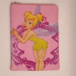 Handmade small zipper bag made with Tinkerbell fabric