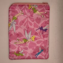 Handmade small zipper bag made with Tinkerbell fabric