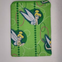 Handmade small zipper bag made with Tinkerbell fabric