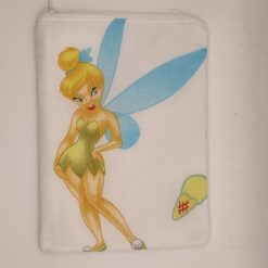 Handmade small zipper bag made with Tinkerbell fabric