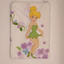 Handmade small zipper bag made with Tinkerbell fabric