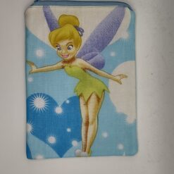 Handmade small zipper bag made with Tinkerbell fabric