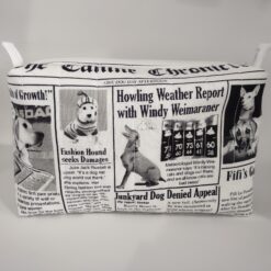 Handmade boxy zipper bag made with Dogs fabric
