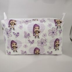 Handmade boxy zipper bag made with Rumi fabric