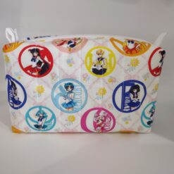 Handmade boxy zipper bag made with Sailor Moon fabric
