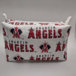 Handmade boxy zipper bag made with Angels fabric