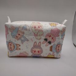 Handmade boxy zipper bag made with Labubu fabric