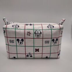 Handmade boxy zipper bag made with Mickey Minnie fabric