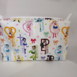 Handmade boxy zipper bag made with Sailor Moon fabric