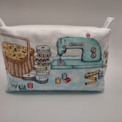 Handmade boxy zipper bag made with Sewing fabric