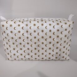 Handmade boxy zipper bag made with Stars fabric