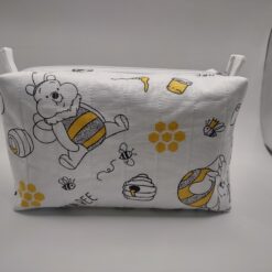 Handmade boxy zipper bag made with Winnie the Pooh fabric